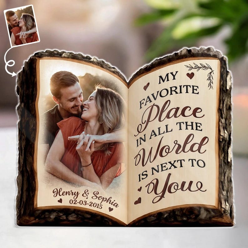 Personalized Photo Acrylic Book Plaque Romantic Keepsake Decor