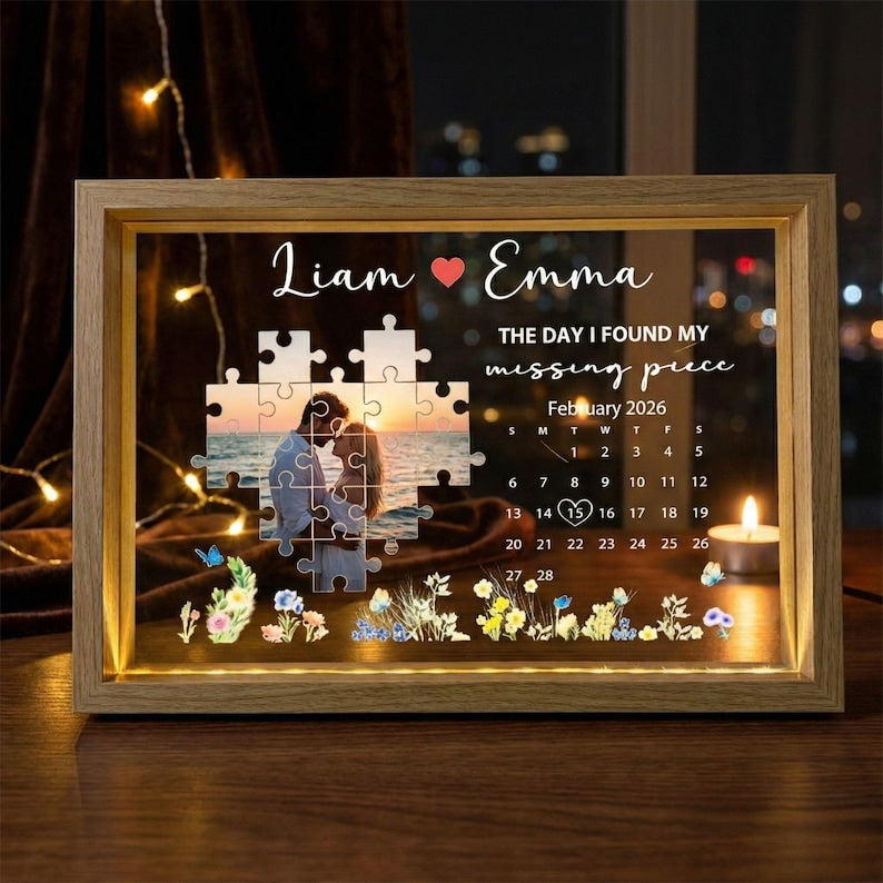 Custom Photo Light Frame The Day I Found My Missing Piece Customized Light Frame Personalized Valentine's Day Gifts