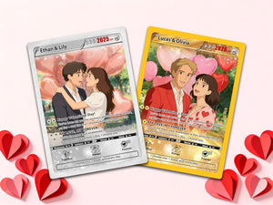Personalized Pokemon Valentine s Day Card, Custom Anime Photo Card, Valentine Gift, Game Couple Card, Gift for Game Couples,Gift for Him/Her