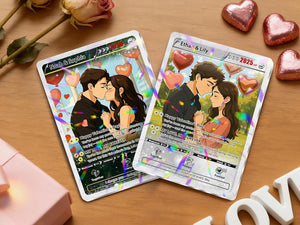 Personalized Pokemon Valentine s Day Card, Custom Anime Photo Card, Valentine Gift, Game Couple Card, Gift for Game Couples,Gift for Him/Her