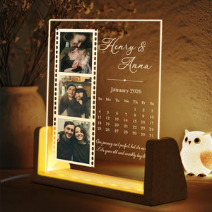 Couples Gift, Custom Photo With Calendar Night Light, Couple Photo Night Light, Valentines Day Gift For Him,Girlfriend Gift,Anniversary Gift