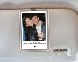 Custom Couple Photo Car Visor Clip, Drive Safe I Love You Sun Visor, Valentines Day Gift For Him, Personalized Gifts for Boyfriend Husband