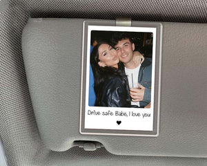 Custom Couple Photo Car Visor Clip, Drive Safe I Love You Sun Visor, Valentines Day Gift For Him, Personalized Gifts for Boyfriend Husband