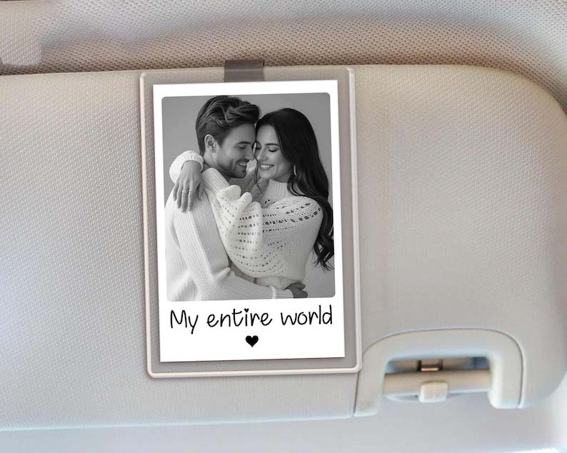 Custom Couple Photo Car Visor Clip, Drive Safe I Love You Sun Visor, Valentines Day Gift For Him, Personalized Gifts for Boyfriend Husband