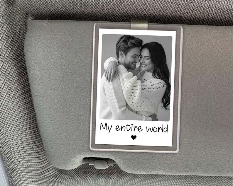 Custom Couple Photo Car Visor Clip, Drive Safe I Love You Sun Visor, Valentines Day Gift For Him, Personalized Gifts for Boyfriend Husband