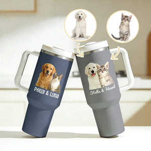 Custom Photo Travel Tumbler With Straw, Personalized Family Portrait Thermos Cup, Cup Keepsake Gifts for Mom/Dad/Friends