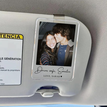 Personalized Couple Photo Car Visor Clip, Drive Safe I Love You, Valentines Gift for Him, Gifts for Boyfriend, Husband, Drive Safe Gift