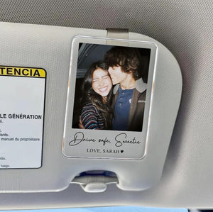 Personalized Couple Photo Car Visor Clip, Drive Safe I Love You, Valentines Gift for Him, Gifts for Boyfriend, Husband, Drive Safe Gift