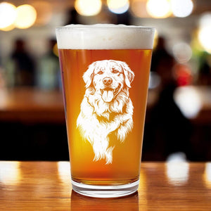 Personalized Dog Portrait Pint Glass, Custom Engraved Pet Keepsake, Dog Lover Gift, Dog Memorial, Custom Pet Name Glass