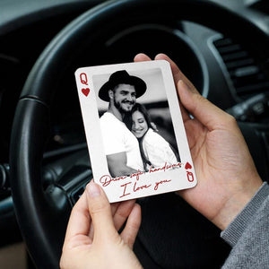 King & Queen Custom Couples Photo Drive Safe I Love You Personalized Wooden Photo Car Visor Clip, Valentine's Day Gift For Him, Boyfriend