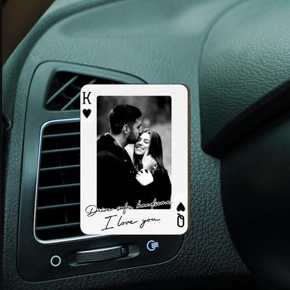 King & Queen Custom Couples Photo Drive Safe I Love You Personalized Wooden Photo Car Visor Clip, Valentine's Day Gift For Him, Boyfriend