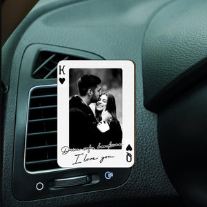 King & Queen Custom Couples Photo Drive Safe I Love You Personalized Wooden Photo Car Visor Clip, Valentine's Day Gift For Him, Boyfriend