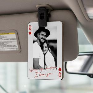 King & Queen Custom Couples Photo Drive Safe I Love You Personalized Wooden Photo Car Visor Clip, Valentine's Day Gift For Him, Boyfriend
