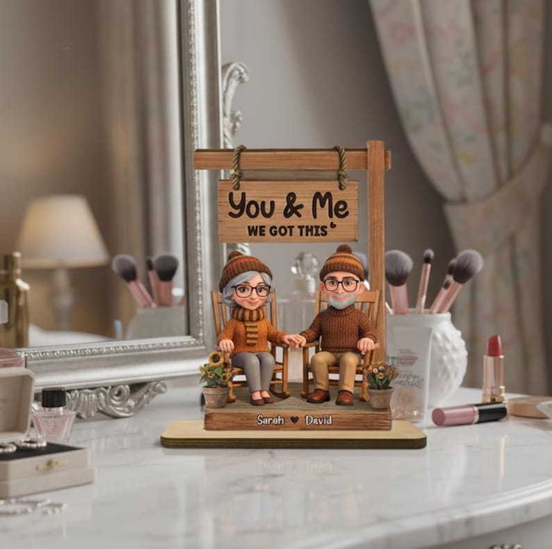 Personalized Old Couple Sitting On Rocking Chair You & Me We Got This Wooden Plaque, Valentine's Day Gift For Him Her, Anniversary Keepsake