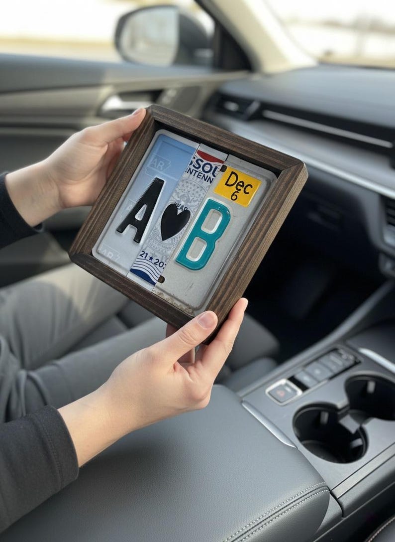 Custom Anniversary License Plate Sign Personalized Wedding Gift for Him Her Valentines Decor