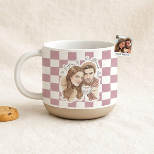 Personalized Watercolor Photo Couple Pottery Mug, Portrait Mug for Anniversary, Sentimental Gift For Couple Bestie Family, Valentine Gift