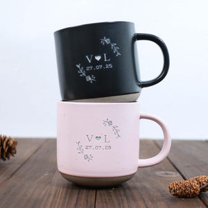 Custom Mr & Mrs Coffee Mug, Personalized Engagement Pottery Mug, Unique Wedding or Anniversary Mug, New Wedding Gift For Couple