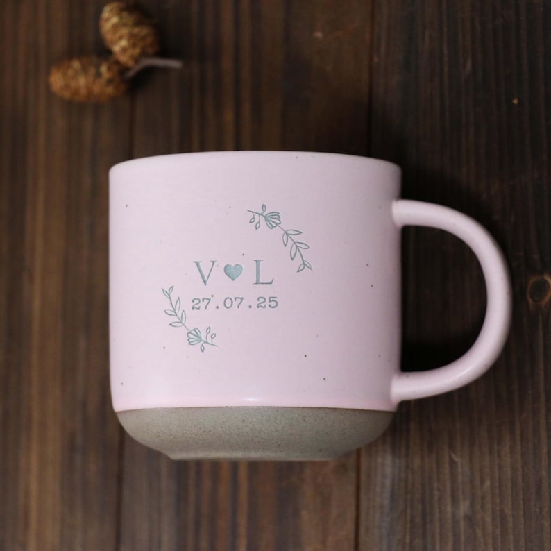 Custom Mr & Mrs Coffee Mug, Personalized Engagement Pottery Mug, Unique Wedding or Anniversary Mug, New Wedding Gift For Couple