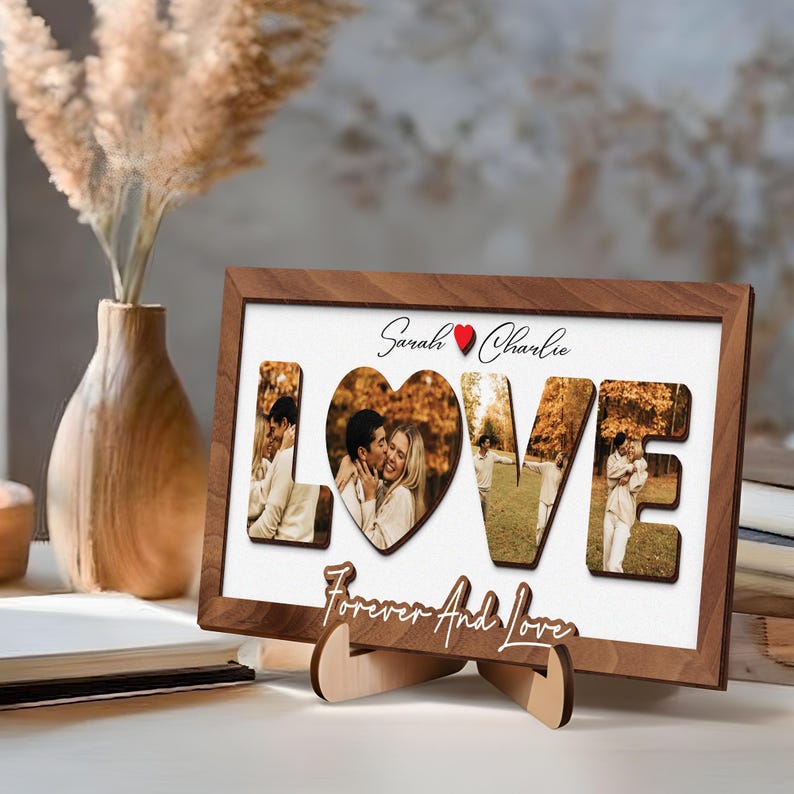 Personalized Couple Photo Frame,Love Photo Frame,Romantic Anniversary,Wedding Gift,Valentine Gift For Her,Photo Sign For Couple,LoveKeepsake
