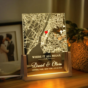 Personalized Map Print Night Light, Anniversary Gifts for Him, Where It All Began Map Night Light,Our First Date Night Light, Valentine Gift