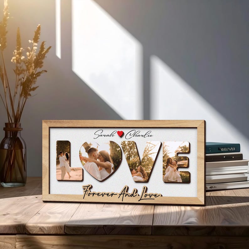 Personalized Couple Photo Frame,Love Photo Frame,Romantic Anniversary,Wedding Gift,Valentine Gift For Her,Photo Sign For Couple,LoveKeepsake