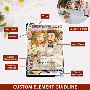Personalized Anniversary Card, Custom Photo PKM Card, Anime Wedding Card, Anniversary Gift, Custom Card for Couple, Valentine's Day Gift