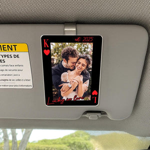 Personalized Couple Photo Visor Clip, Drive Safe Gift for Him, Valentines Day Gift for Boyfriend, Couple Playing Card Car Visor Clip