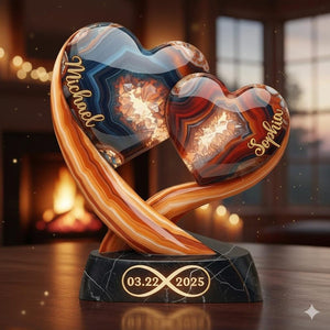 Personalized Couple Heart 2D Flat Acrylic Plaque Custom Names & Date, Valentine Gifts, Custom Couple Gifts