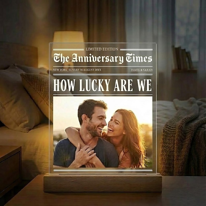 Personalized Couple Photo Led Night Light Lamp, Valentine's Day Gift for Couple, Anniversary Gift, Romantic Gift, Couple Name LED Lamp Gift