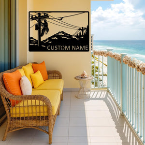 Lineman Power Metal Wall Art, Electrician Metal Wall Art, Lineman Power Pole Sign, Custom Name Metal Art, Utility Worker Gift, Outdoor Sign