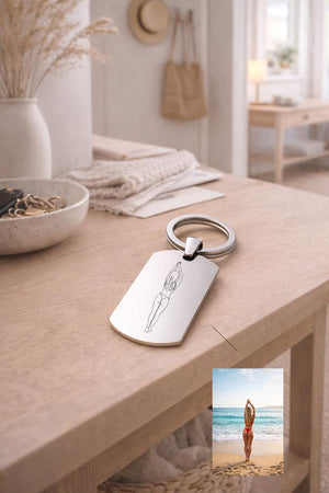 Spicy Valentines day photo keyring gift for girlfriend and boyfriend with custom engraved photo outline and gift set option