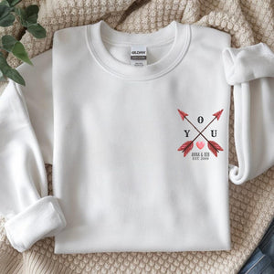 Custom Couple Sweatshirt T-shirt Personalized Love Arrow Hoodie Anniversary Gift for Him Her Valentine Day