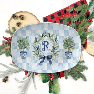 Personalized Platter, Custom Serving Plate, Monogram, Wedding Gift, Family Name Portrait Plate New Home Gift for Newlyweds Chinoiserie Style