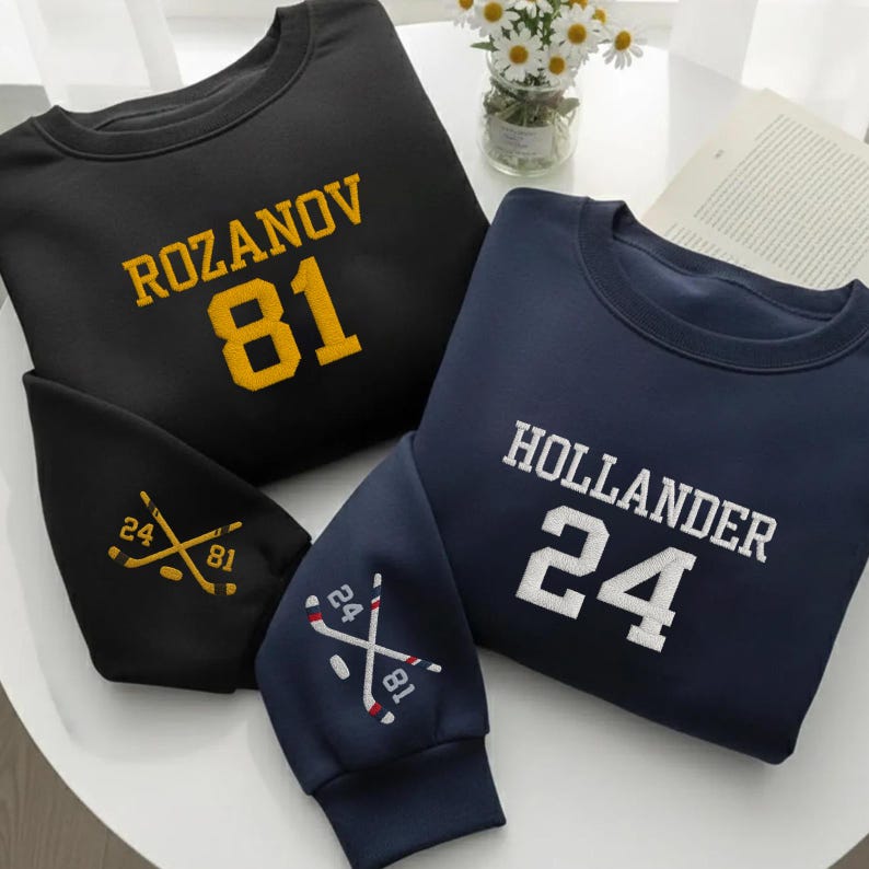 Embroidered Team Hollanov Sweatshirt, Hockey Romance Unisex LGBT Hockey Fan Gift