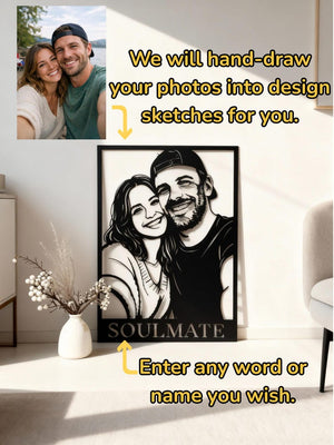 Custom Portrait Metal Wall Art, Personalized Minimalist Line Flat Sculpture from Photo, Gifts for Pet , Lover, Family