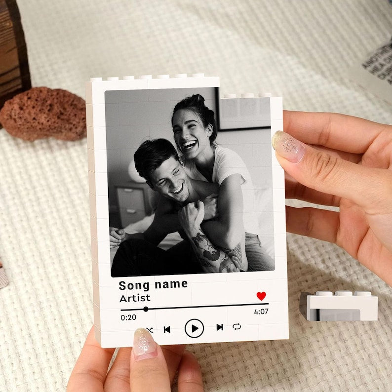 Custom Couple Photo Building Block, Valentines Gift For Him Her, Custom Song Gift For Couple, Boyfriend Gift, Anniversary Gift For Husband