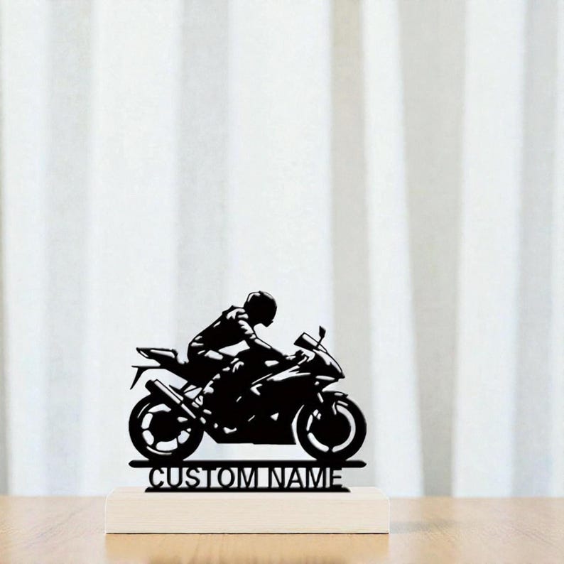 Custom Motorcycle Name Plaque, Personalized Biker Metal Sign, Boys Room Decor, Motorbike Bedroom Name Sign, Cool Men Gift for Riders