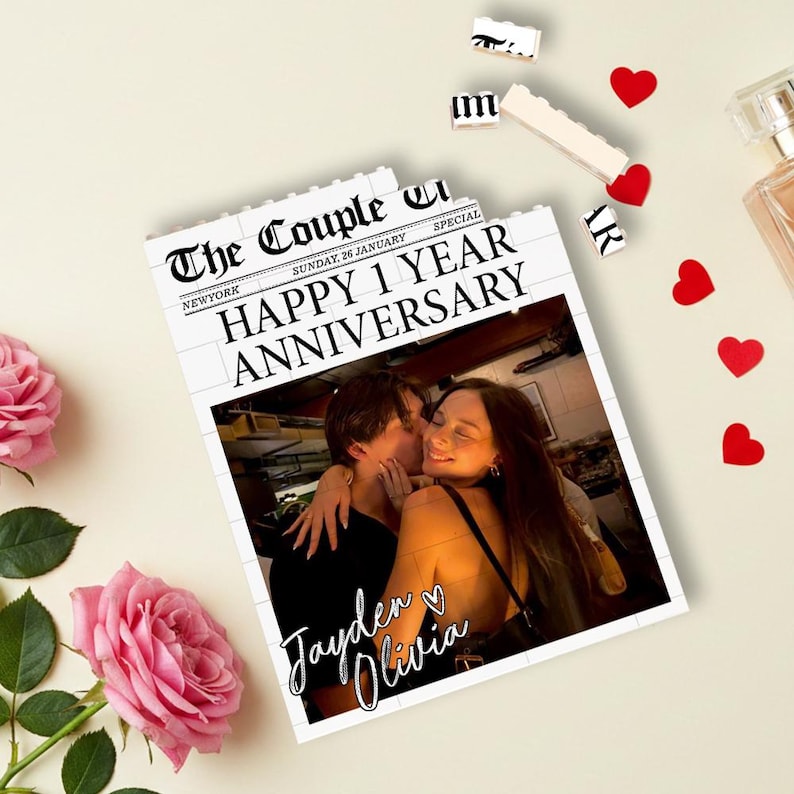 Personalized Photo Building Blocks For Couples, Gamer Boyfriend Valentines Day Gift, Custom Couple Magazine Puzzle Block, Anniversary Gifts