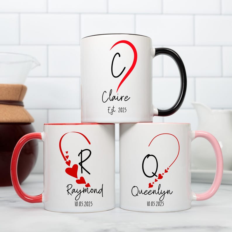 Couples Mug - Heart Design | Custom Lovers & Valentine Gift | Love Coffee cup