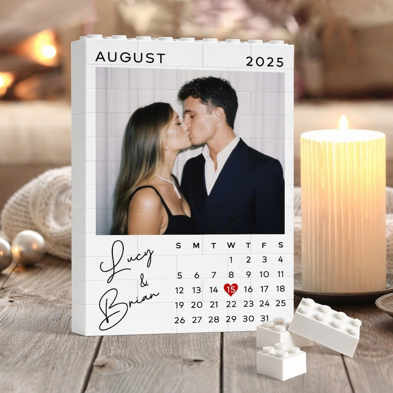 Custom Photo Building Blocks for Couples, Calendar Block Valentines Day Gift, Gamer Boyfriend Valentine Gifts, Couple Gift, Anniversary Gift