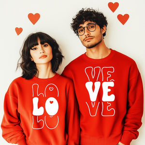 Custom Valentine s Day Love Couple Shirt Set, Love Matching Sweatshirts for Couples, Unisex Romantic Gift Idea Couple Hoodie,Love Pullover