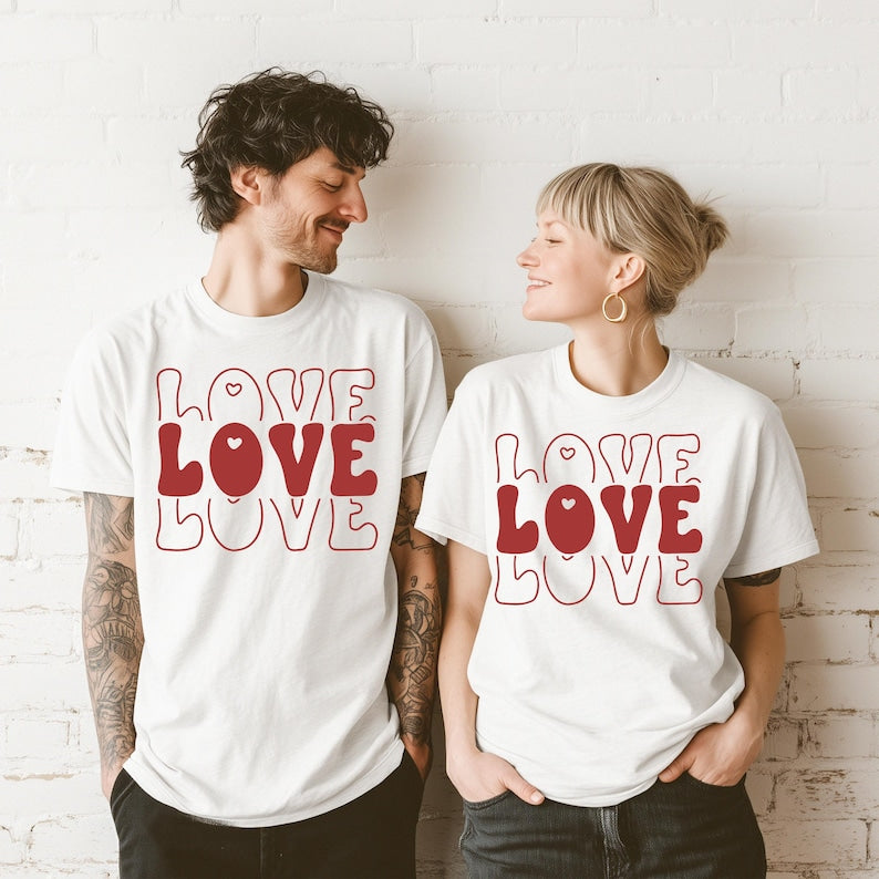 Custom Valentine s Day Love Couple Shirt Set, Love Matching Sweatshirts for Couples, Unisex Romantic Gift Idea Couple Hoodie,Love Pullover