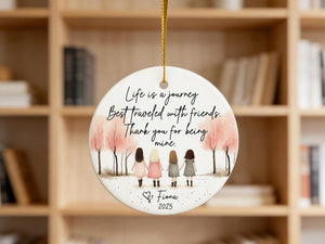 Personalized Best Friend Ornament, Life Is a Journey Quote Ceramic Ornament, Friendship Gift for Bestie, Bridesmaid or Sister Keepsake 2026