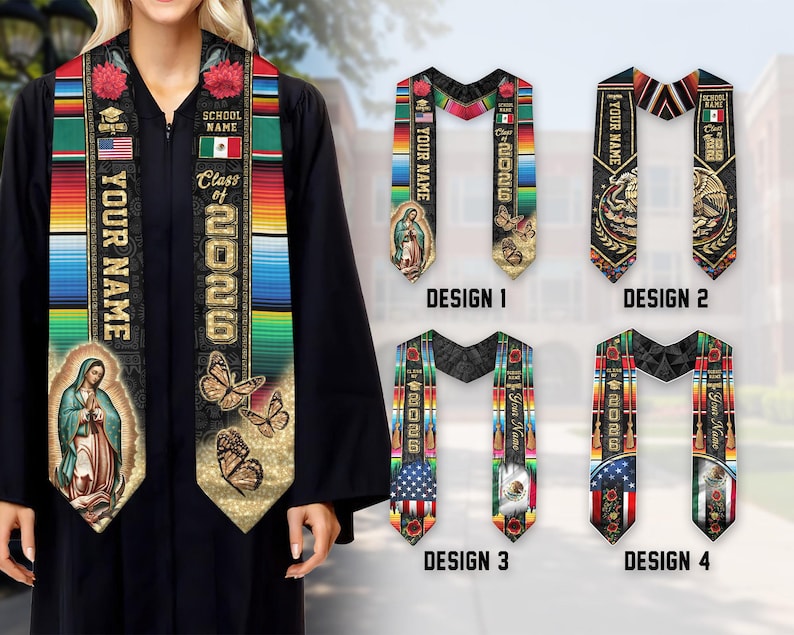 Custom Mexican Graduation Sash, Mexican American Flag Graduation Sash 2026, Guadalupe Stole, Mexico Graduation Stole 2026, Hispanic Sash