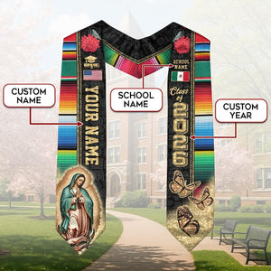 Custom Mexican Graduation Sash, Mexican American Flag Graduation Sash 2026, Guadalupe Stole, Mexico Graduation Stole 2026, Hispanic Sash