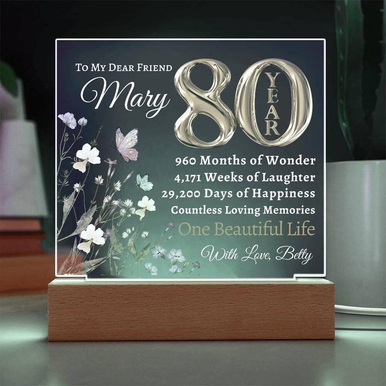 80th birthday gift for women- Personalized Birthday Gift for Her - Happy Birthday Custom Plaque