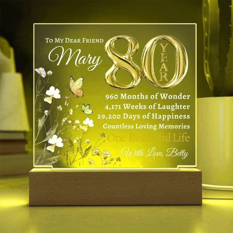 80th birthday gift for women- Personalized Birthday Gift for Her - Happy Birthday Custom Plaque