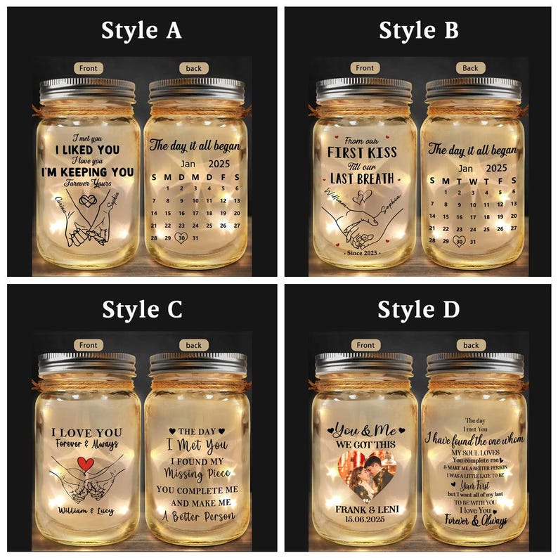 Personalized Couple Light Jar, Custom Date Keepsake Gift, I Met You I Liked You Lamp,Anniversary Decor,Romantic Valentines Day Gifts