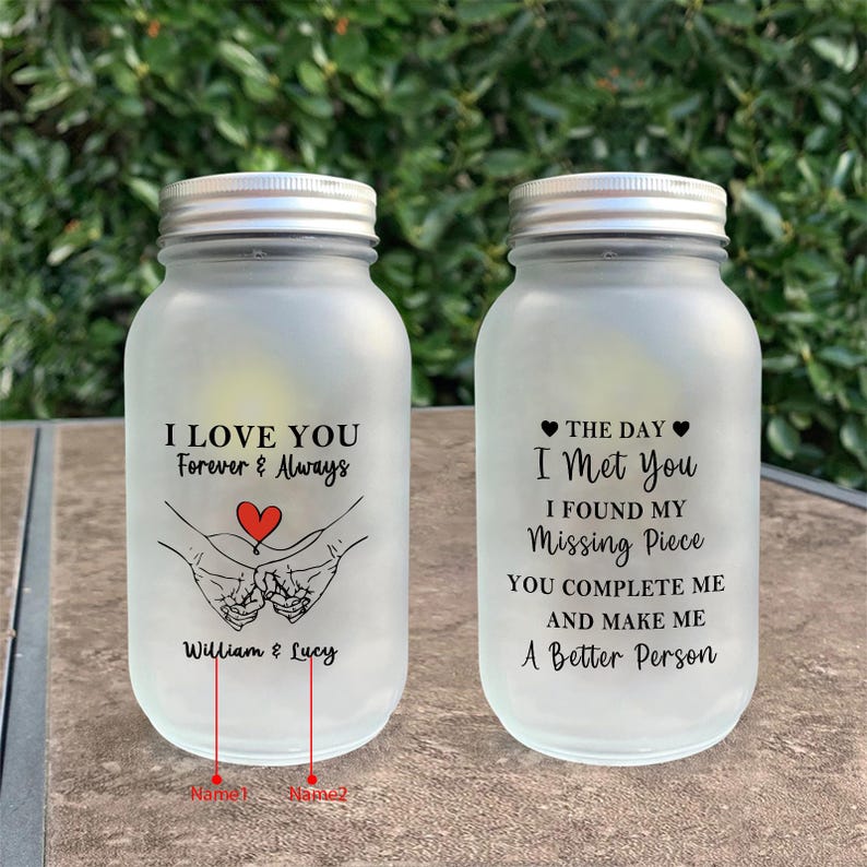 Personalized Couple Light Jar, Custom Date Keepsake Gift, I Met You I Liked You Lamp,Anniversary Decor,Romantic Valentines Day Gifts