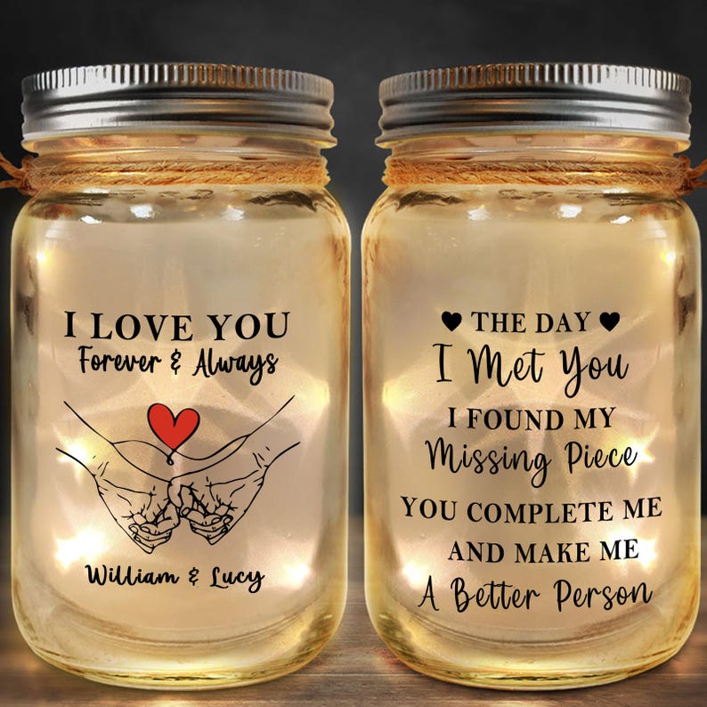 Personalized Couple Light Jar, Custom Date Keepsake Gift, I Met You I Liked You Lamp,Anniversary Decor,Romantic Valentines Day Gifts